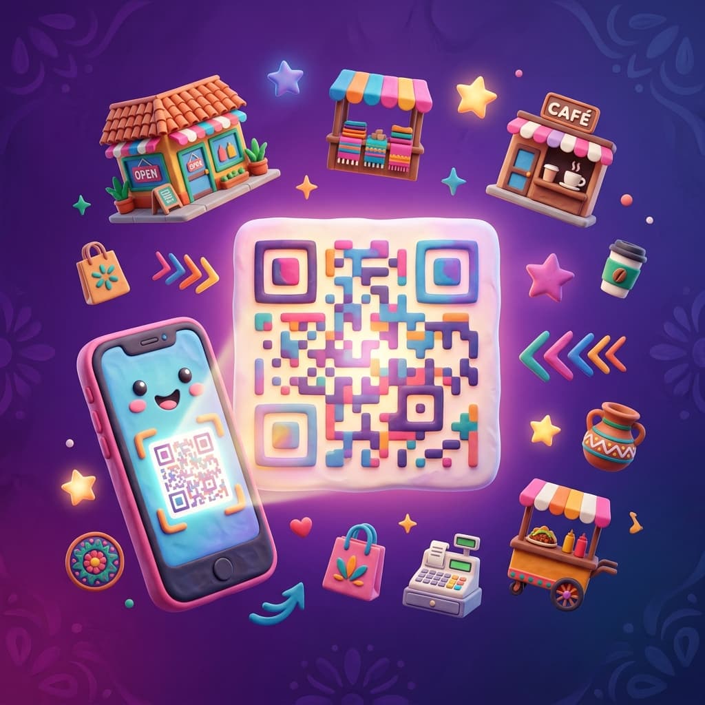 Ilustración de código QR para negocio pequeño
