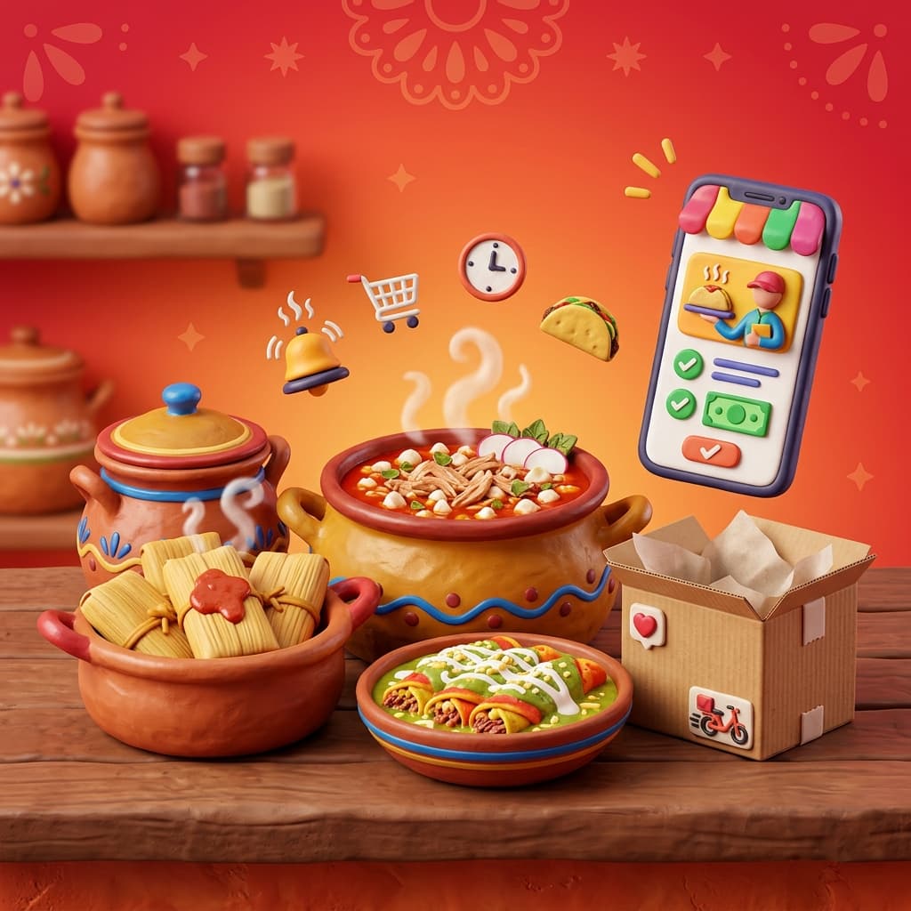 Ilustraci�n de vender comida casera por internet en M�xico
