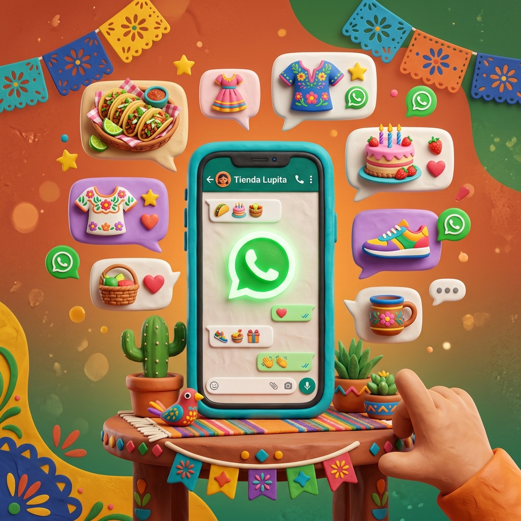 Ilustración de ventas por WhatsApp para negocios pequeños